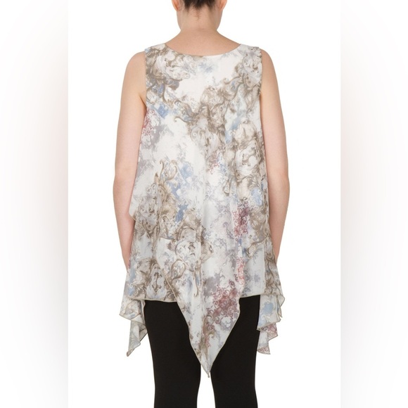 Silk Ruffle Asymmetrical Flowy Blouse Top Women’s size L - Picture 5 of 8